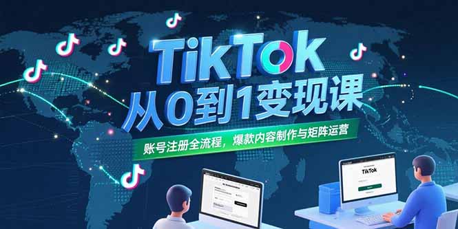 （15346期）TikTok从0到1变现课，账号注册全流程，爆款内容制作与矩阵运营