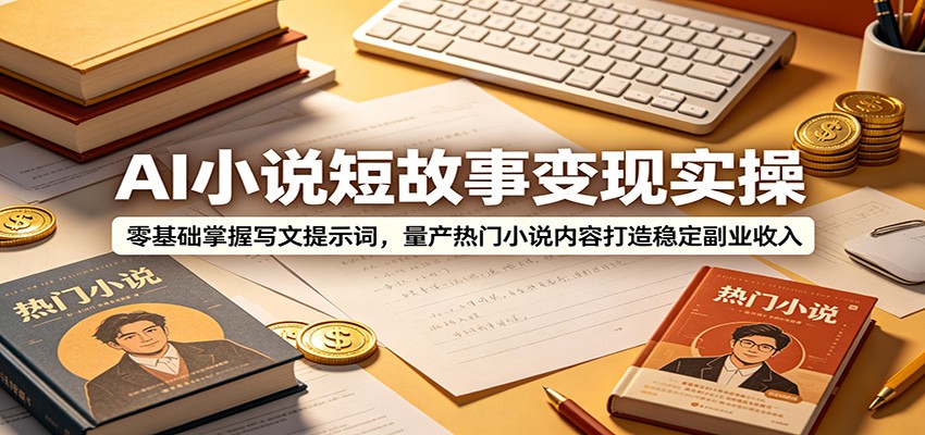 AI小说短故事变现实操：零基础掌握写文提示词，量产热门小说内容打造稳定副业收入