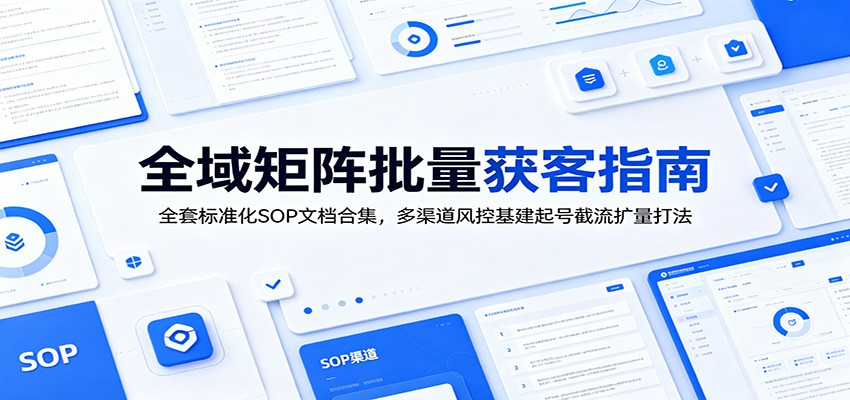 全域矩阵批量获客指南：全套标准化SOP文档合集，多渠道风控基建起号截流扩量打法
