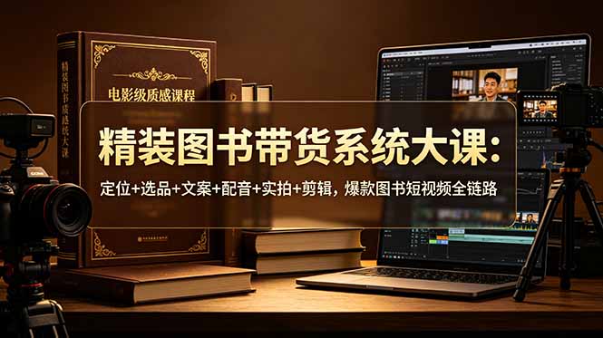（19007期）精装图书带货系统大课：定位+选品+文案+配音+实拍+剪辑，爆款图书短视频全链路