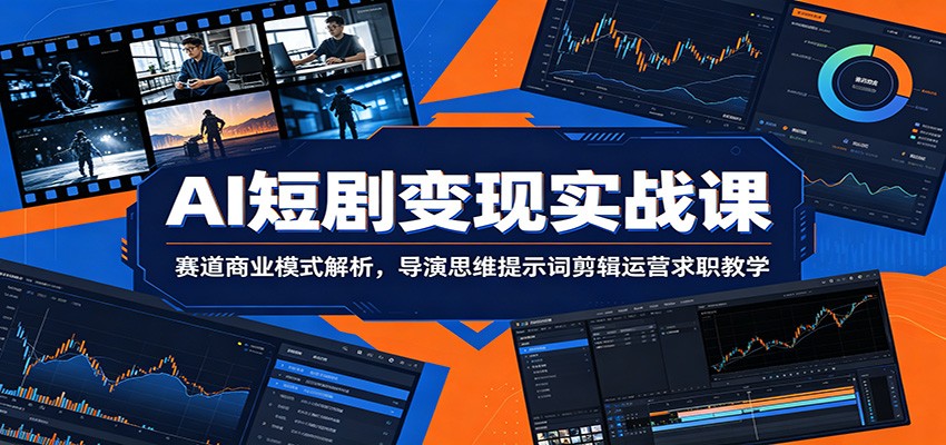 AI短剧变现实战课：赛道商业模式解析，导演思维提示词剪辑运营求职教学