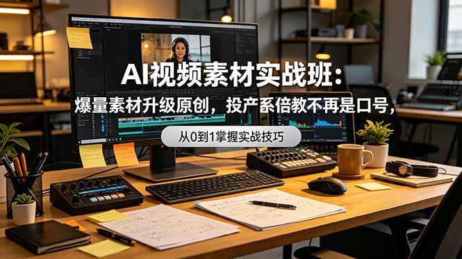（19085期）AI视频素材实战班：爆量素材升级原创，投产翻倍不再是口号，0-1系统教学实战落地