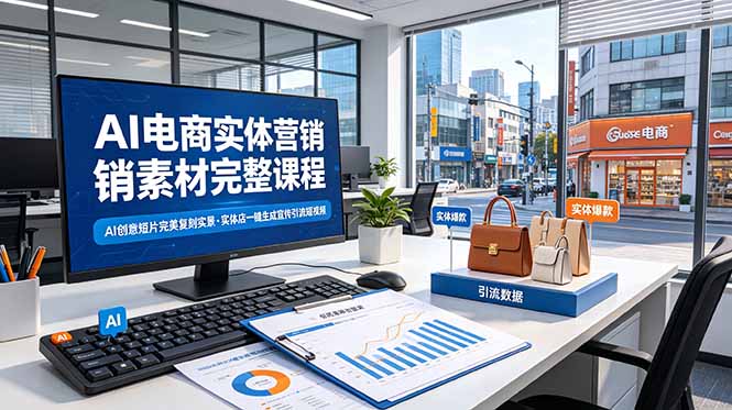 （19076期）AI电商实体营销素材完整课程，AI创意短片完美复刻实景，实体店一键生成宣传引流短视频