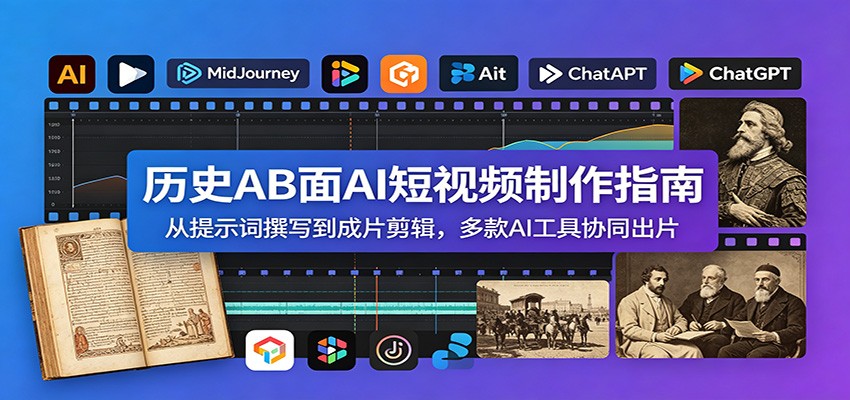 历史AB面AI短视频制作指南：从提示词撰写到成片剪辑，多款AI工具协同出片