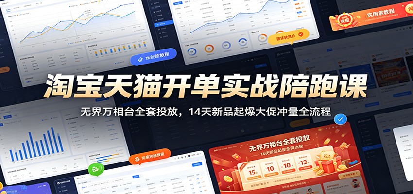 淘宝天猫开单实战陪跑课：无界万相台全套投放，14天新品起爆大促冲量全流程