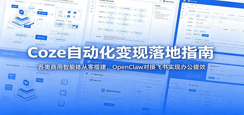 Coze自动化变现落地指南：各类商用智能体从零搭建，OpenClaw对接飞书实现办公提效