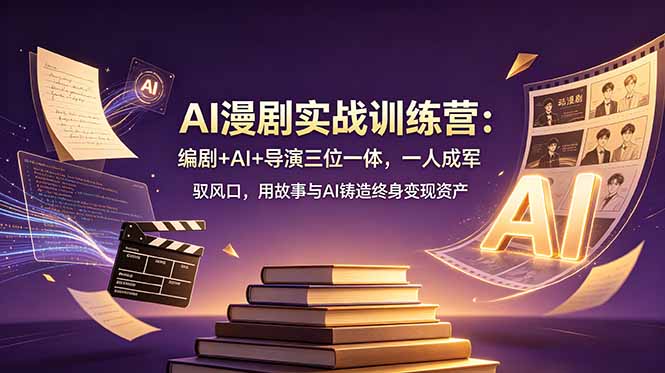 （19032期）AI漫剧实战训练营：编剧+AI+导演三位一体，一人成军 驭风口，用故事与AI铸造终身变现资产