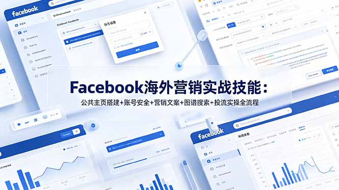 （19083期）Facebook海外营销实战技能：公共主页搭建+账号安全+营销文案+图谱搜索+投流实操全流程