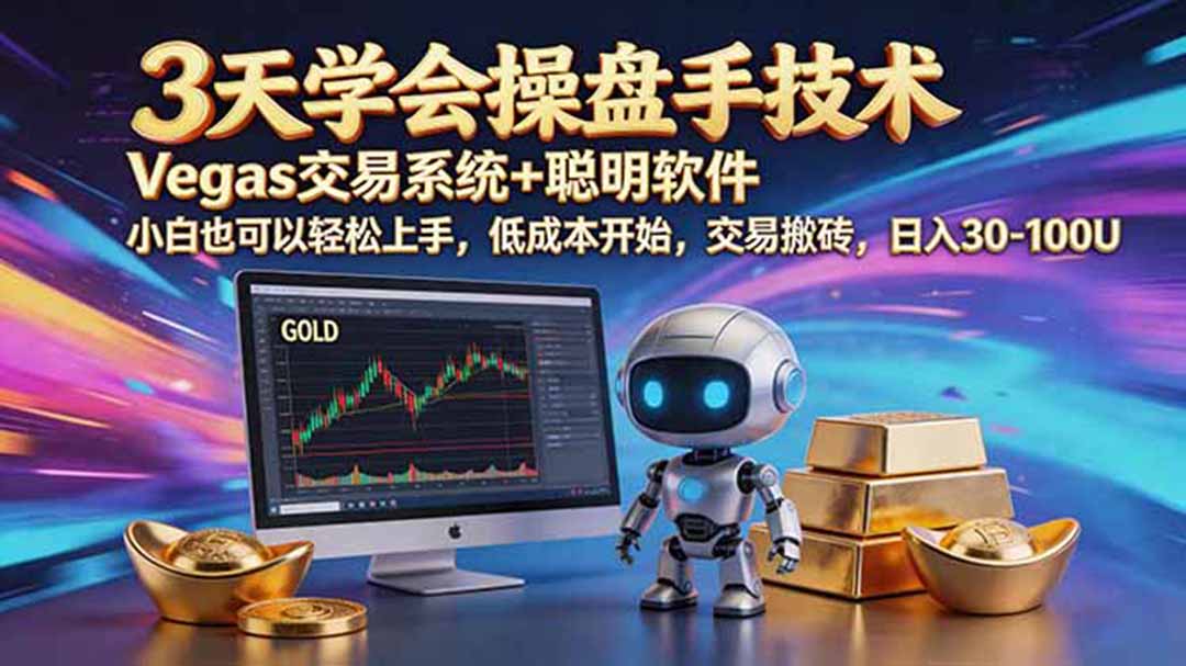 （19005期）三天学会操盘手技术，vegas技术+聪明软件，小白也可以轻松上手，日入500+