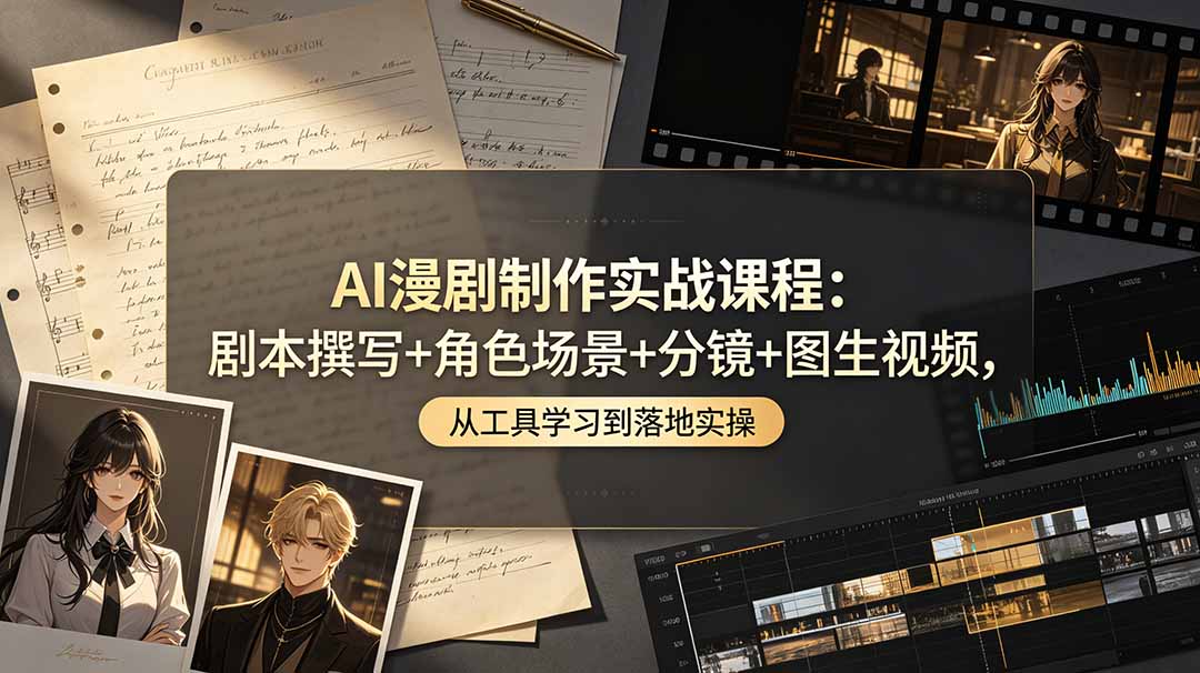 （19020期）AI漫剧制作实战课程：剧本撰写+角色场景+分镜+图生视频，从工具学习到落地实操