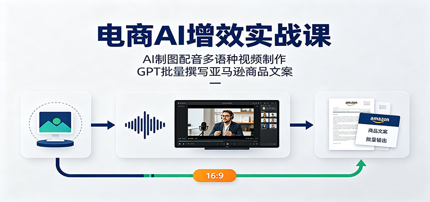 电商AI增效实战课：AI制图配音多语种视频制作，GPT批量撰写亚马逊商品文案