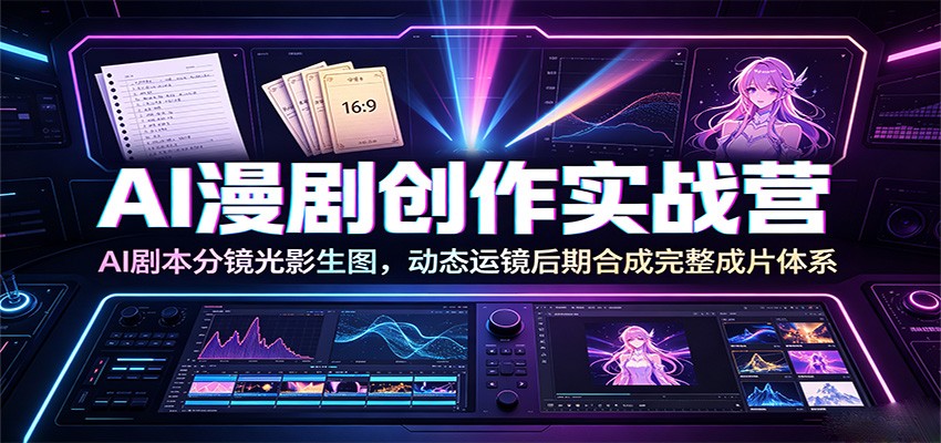 AI漫剧创作实战营：AI剧本分镜光影生图，动态运镜后期合成完整成片体系
