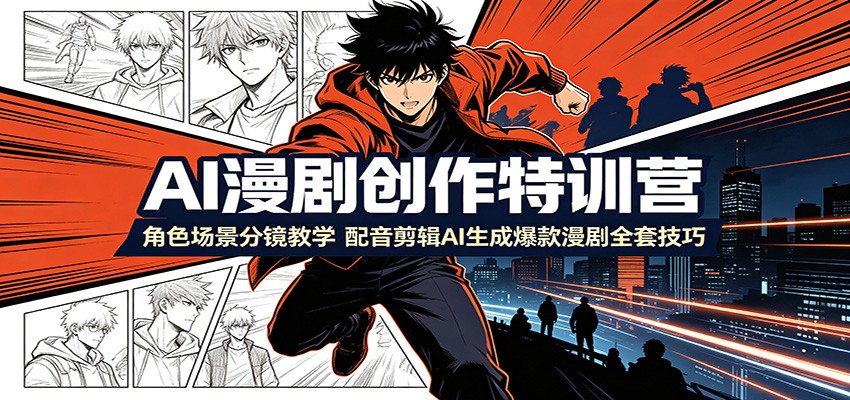 AI漫剧创作特训营：角色场景分镜教学，配音剪辑AI生成爆款漫剧全套技巧