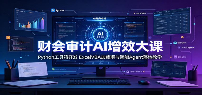 财会审计AI增效大课：Python工具箱开发，ExcelVBA加载项与智能Agent落地教学