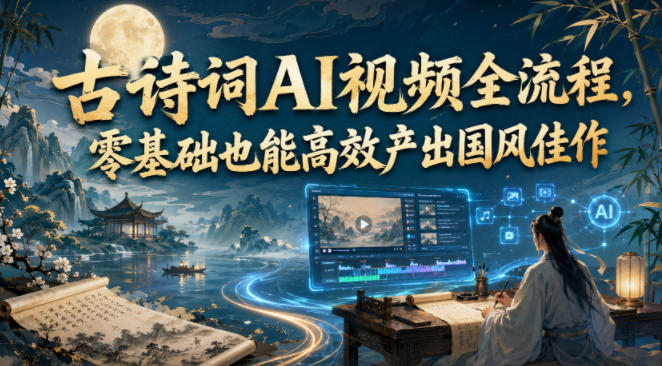 古诗词AI视频全流程，零基础也能高效产出国风佳作
