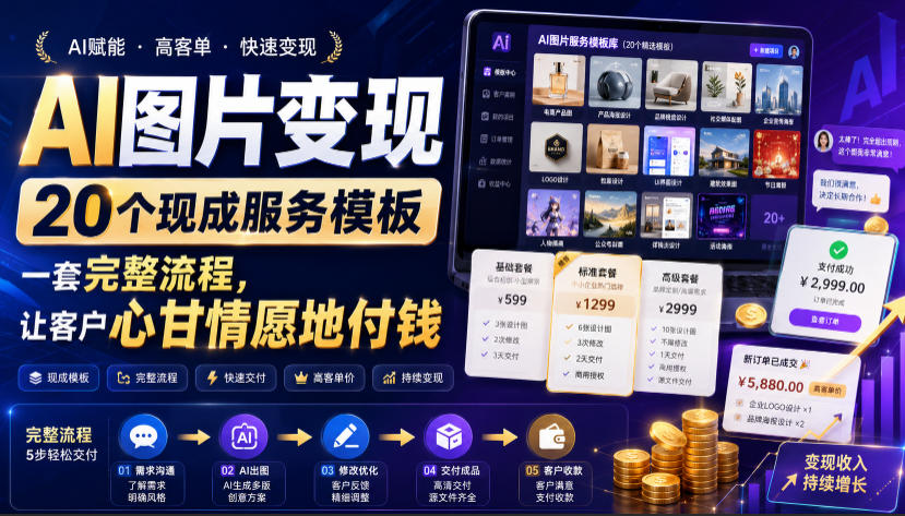 AI图片变现，20个现成服务模板，一套完整流程，让客户心甘情愿地付钱【原创双语字幕】