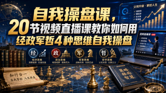 自我操盘课，20节视频直播课教你如何用经政军哲4种思维自我操盘