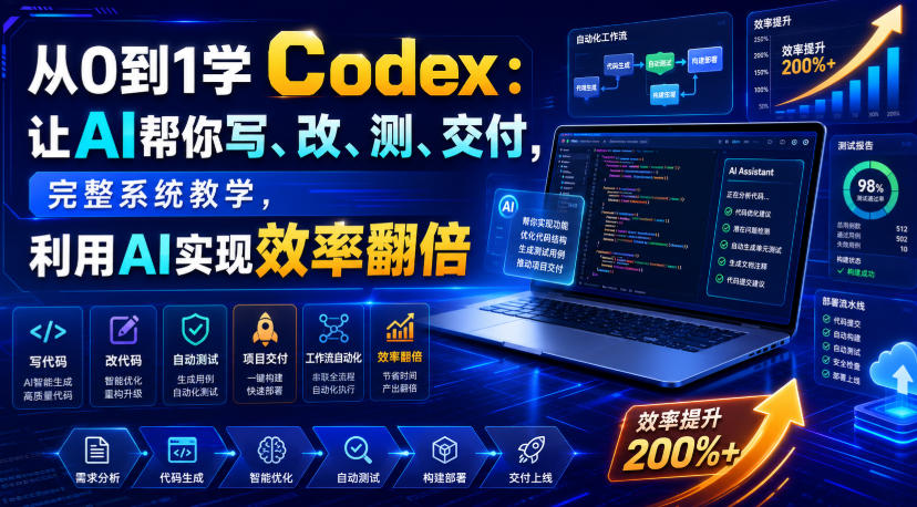 从0到1学Codex：让AI帮你写、改、测、交付，完整系统教学，利用AI实现效率翻倍