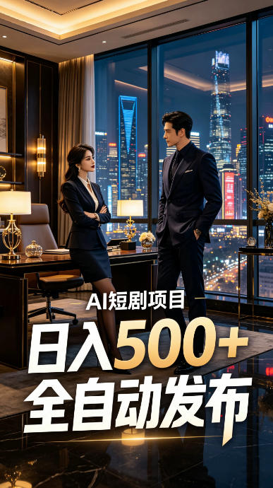 快手AI短剧自动发布，矩阵批量运营变现，轻资产副业项目，日入500+