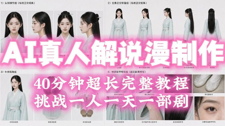 2026年AI真人解说漫剧自动批量化制作教程，40分钟超长完整，自动批量化制作，挑战一人一天一部剧！