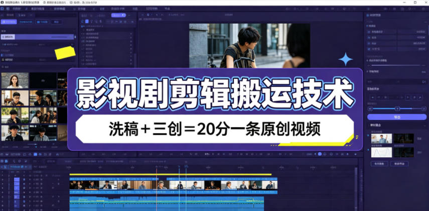 影视剧剪辑搬运技术，洗稿+三创=20分一条原创视频