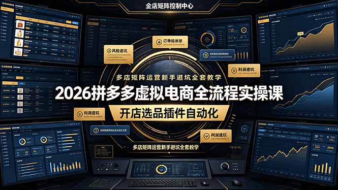 （19136期）2026拼多多虚拟电商全流程实操课，开店选品插件自动化，多店矩阵运营新手避坑全套教学