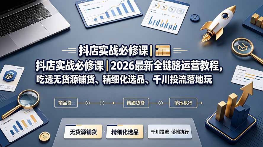 （19549期）抖店实战必修课｜2026最新全链路运营教程，吃透无货源铺货、精细化选品、千川投流落地玩法
