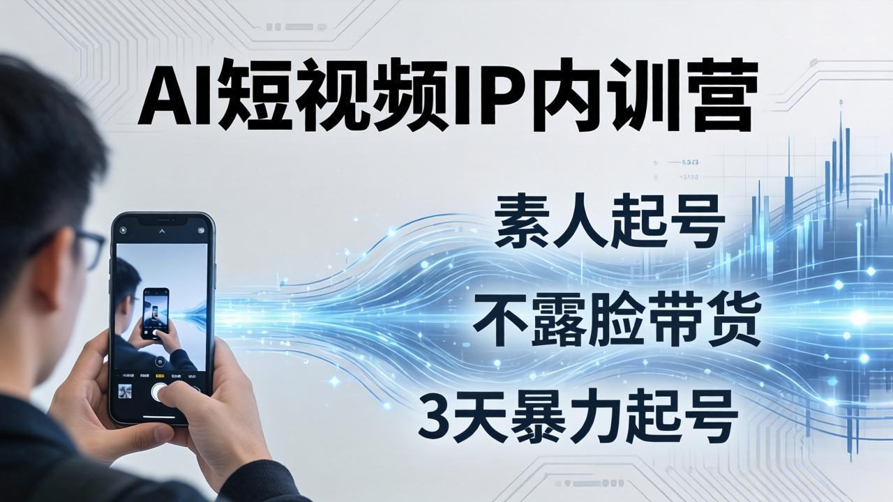 （19208期）2026AI短视频IP内训营-更新：从素人起号到不露脸带货，3天暴力起号全流程拆解