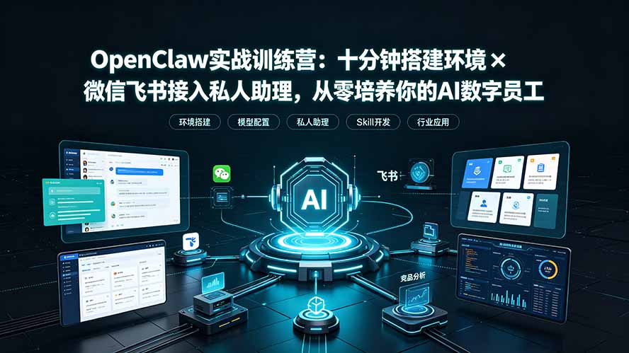 （19287期）OpenClaw实战特训营：十分钟搭建环境×微信飞书接入私人助理，从零培养你的AI数字员工