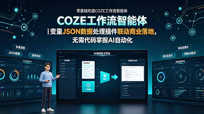 （19243期）零基础吃透COZE工作流智能体｜变量JSON数据处理插件联动商业落地，无需代码掌握AI自动化