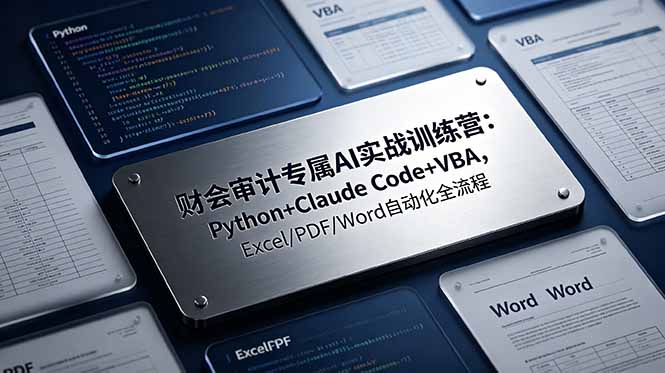 （19268期）财会审计专属 AI实战训练营-更新：Python+Claude Code+VBA，Excel/PDF/Word自动化全流程
