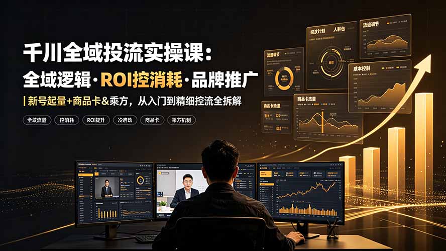 （19249期）千川全域投流实操课：全域逻辑·ROI控消耗·品牌推广｜新号起量+商品卡&乘方，从入门到精细控流全拆解