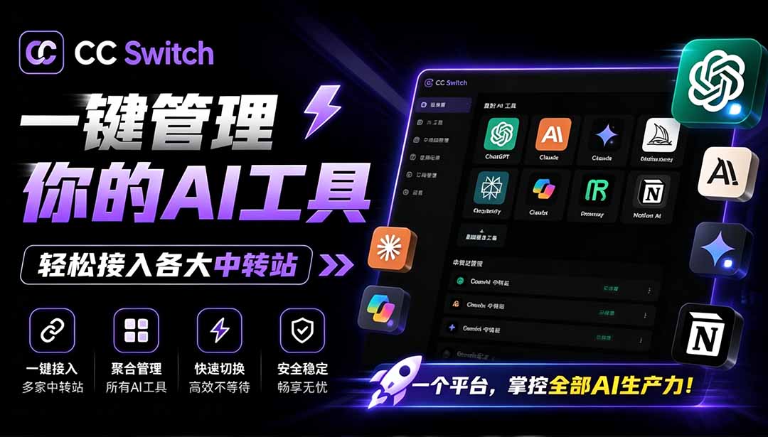 （19335期）一键给Chatgpt、Codex、Claude接入地第三方中转站，CC Switch统一管理你的 AI 编程工具工作流