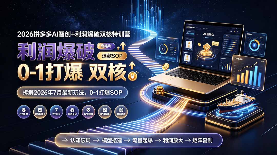 （19307期）2026拼多多AI智创+利润爆破双核特训营-拆解2026年7月最新玩法，0-1打爆SOP