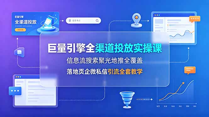 （19181期）巨量引擎全渠道投放实操课，信息流搜索聚光地推全覆盖，落地页企微私信引流全套教学
