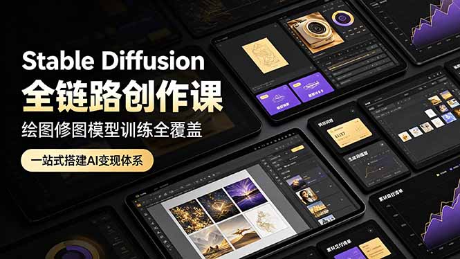 （19154期）Stable Diffusion全链路创作课，绘图修图模型训练全覆盖，一站式搭建AI变现体系