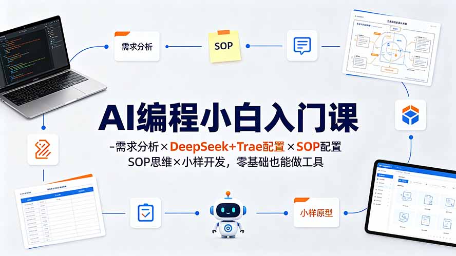 （19539期）AI编程小白入门课-需求分析×DeepSeek+Trae配置×SOP思维×小样开发，零基础也能做工具