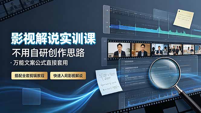 （19183期）影视解说实训课：不用自研创作思路，万能文案公式直接套用，搭配全套剪辑教程，快速入局影视解说