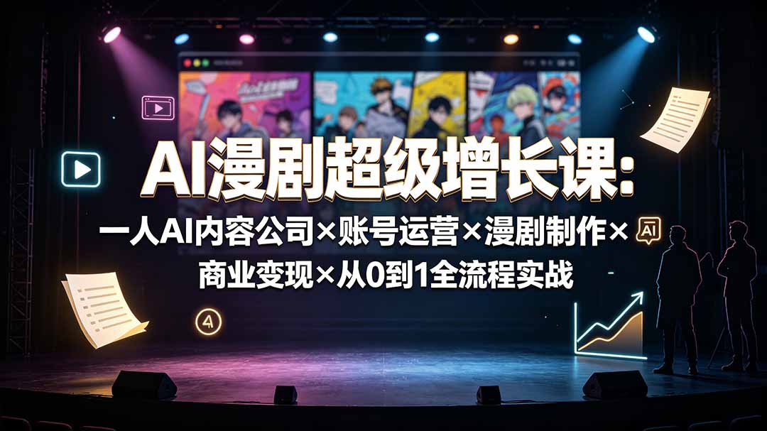 （19553期）AI漫剧超级增长课：一人AI内容公司×账号运营×漫剧制作×商业变现×从0到1全流程实战