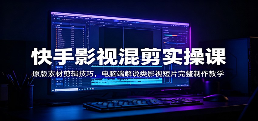 快手影视混剪实操课：原版素材剪辑技巧，电脑端解说类影视短片完整制作教学