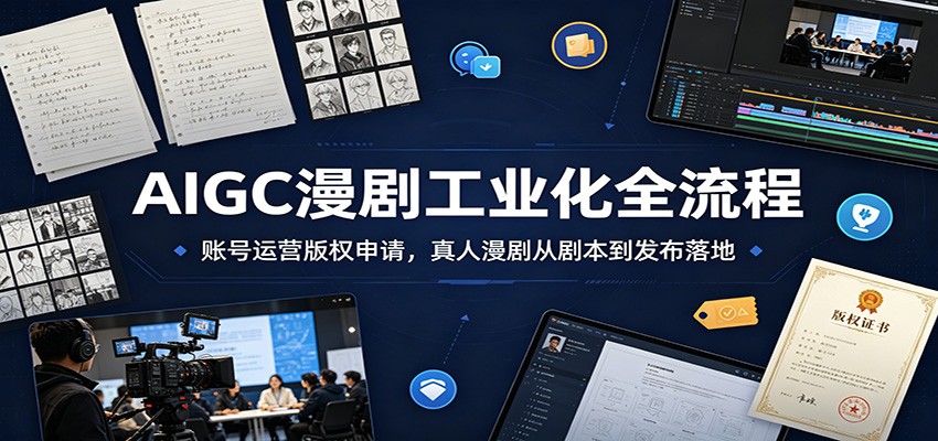 AIGC漫剧工业化全流程：账号运营版权申请，真人漫剧从剧本到发布落地