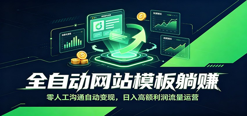 全自动网站模板躺赚：零人工沟通自动变现，日入高额利润流量运营