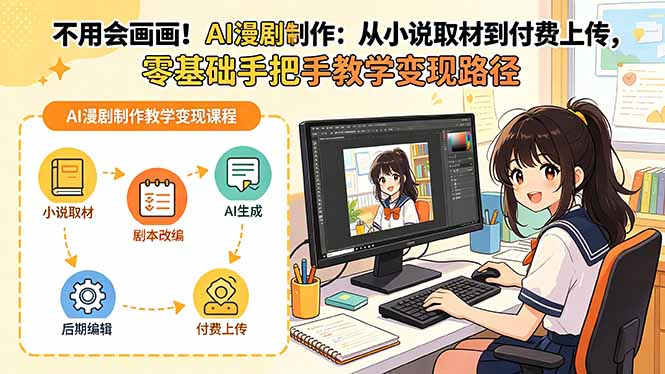 （19429期）不用会画画！AI漫剧制作：从小说取材到付费上传，零基础手把手教学变现路径（更新）
