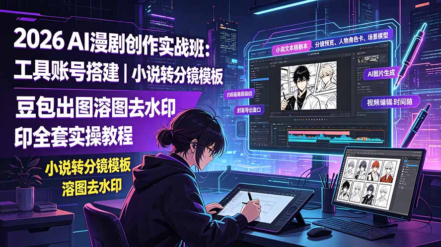 （19433期）2026AI漫剧创作实战班：工具账号搭建｜小说转分镜模板｜豆包出图溶图去水印全套实操教程