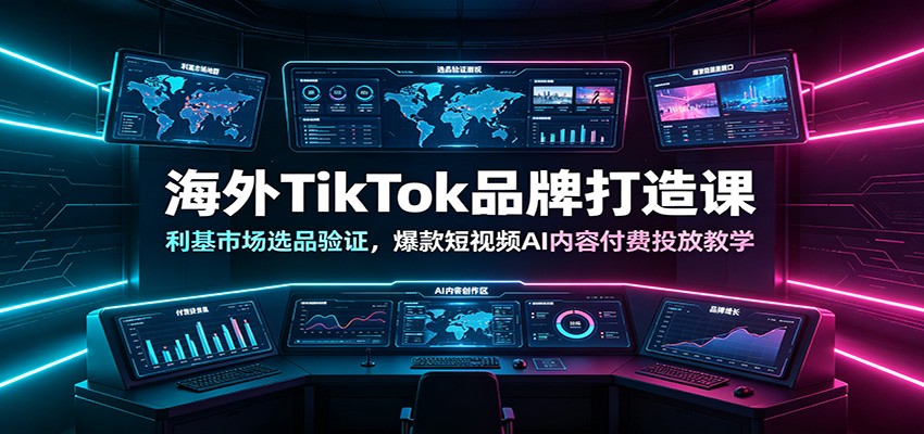 海外TikTok品牌打造课：利基市场选品验证，爆款短视频AI内容付费投放教学
