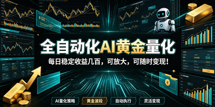 2026黄金量化蓝海：AI全自动挂机，月入1W+，可放大！