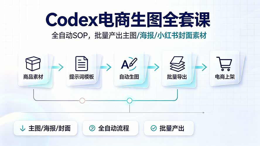 （19256期）Codex电商生图全套课｜全自动SOP，批量产出主图/海报/小红书封面素材
