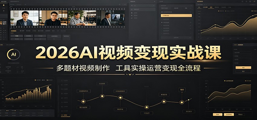 2026AI视频变现实战课：多题材视频制作，工具实操运营变现全流程
