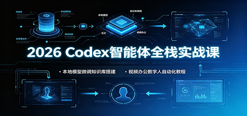 2026 Codex智能体全栈实战课：本地模型微调知识库搭建，视频办公数字人自动化教程