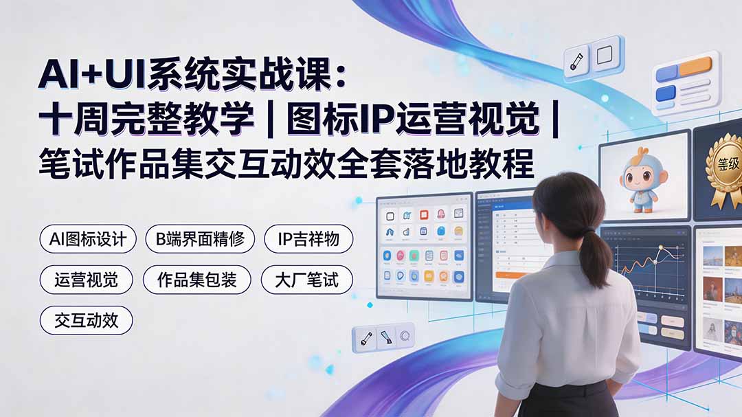 （19378期）AI+UI系统实战课：十周完整教学｜图标IP运营视觉｜笔试作品集交互动效全套落地教程